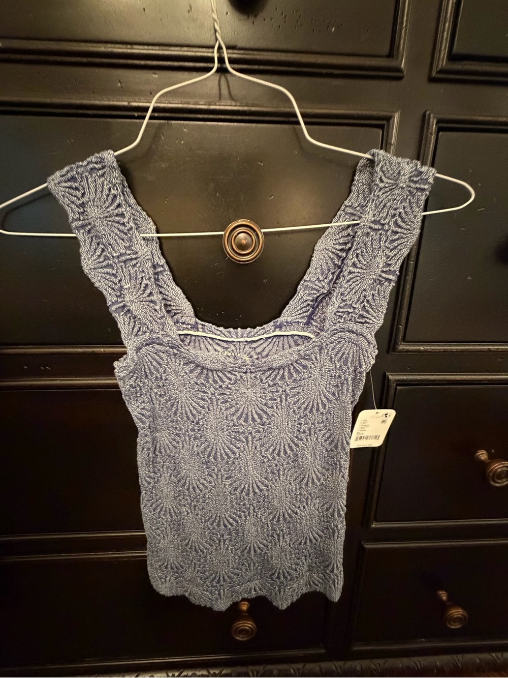 Blue Textured Knit Tank Top